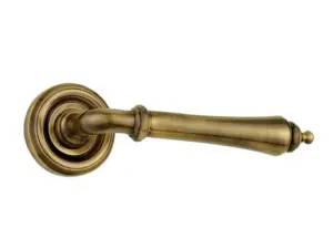 Camille Door Handle On Rose Antique Brass