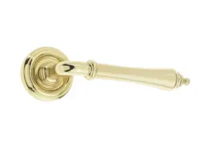 Camille Door Handle On Rose Polished Brass