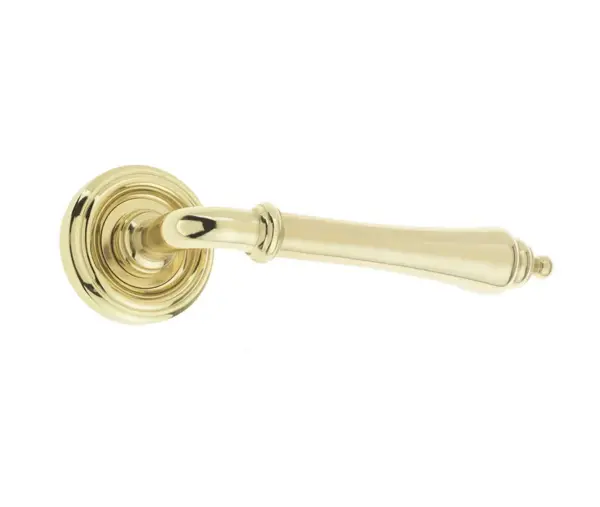 Camille Door Handle On Rose Polished Brass