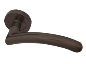 Frelan Hardware Mailand Door Handles On Round Rose, Dark Bronze (Sold In Pairs)