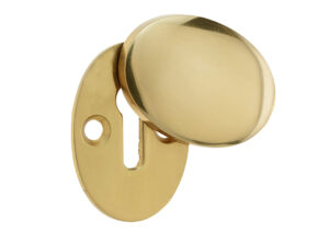 Frelan Hardware Standard Profile Oval Covered Escutcheon, Polished Brass