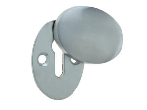 Frelan Hardware Standard Profile Oval Covered Escutcheon, Satin Chrome