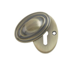 Frelan Hardware Standard Profile Covered Escutcheon (56Mm X 32Mm), Antique Brass