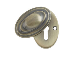 Frelan Hardware Standard Profile Covered Escutcheon (56Mm X 32Mm), Antique Brass