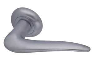 Frelan Hardware Paja Alladin Door Handles On Bevelled Round Rose.