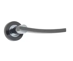 Modena Door Handle On Rose Polished Chrome/Polished Black Nickel