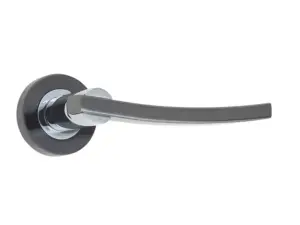 Modena Door Handle On Rose Polished Chrome/Polished Black Nickel