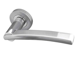 Modena Door Handle On Rose Polished Chrome/Satin Chrome