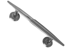 Frelan Hardware Lunar Pull Handle On Rose (210Mm C/C), Dual Finish Polished & Satin Chrome