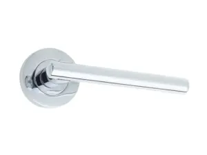 Rosetta Door Handle On Rose Polished Chrome