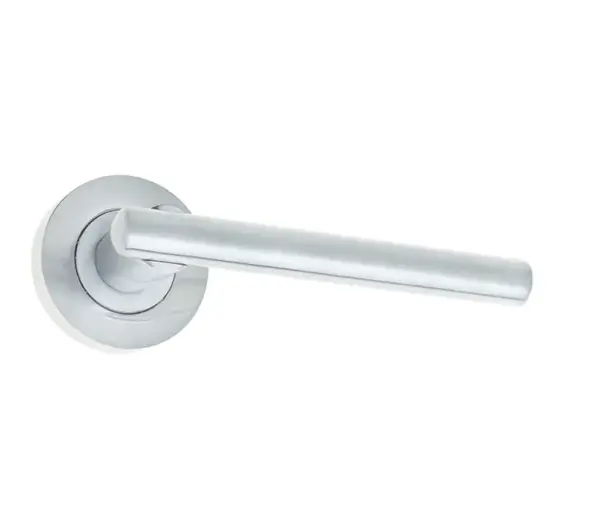 Rosetta Door Handle On Rose Satin Chrome