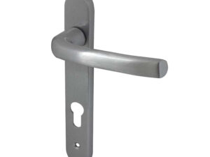 Frelan Hardware Pvcu Lever Door Handles (220Mm Backplate - 92Mm C/C Euro Lock), Satin Chrome (Sold In Pairs)