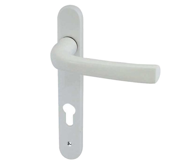 Frelan Hardware Pvcu Lever Door Handles (220Mm Backplate - 92Mm C/C Euro Lock), White