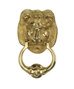 Heritage Brass Lion Head Door Knocker, Polished Brass