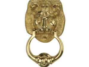 Heritage Brass Lion Head Door Knocker, Polished Brass