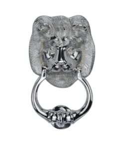 Heritage Brass Lion Head Door Knocker, Polished Chrome