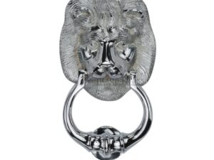 Heritage Brass Lion Head Door Knocker, Polished Chrome