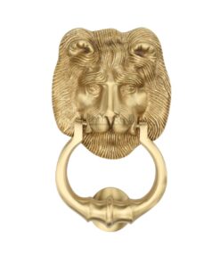 Heritage Brass Lion Head Door Knocker, Satin Brass