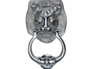 Heritage Brass Lion Head Door Knocker, Satin Chrome