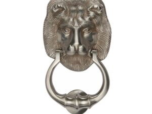 Heritage Brass Lion Head Door Knocker, Satin Nickel