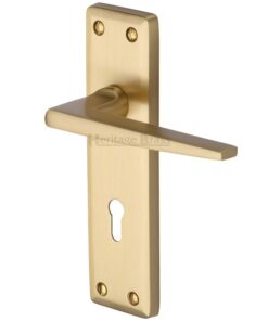 Heritage Brass Kendal Door Handles On Backplate, Satin Brass (Sold In Pairs)