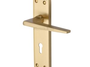 Heritage Brass Kendal Door Handles On Backplate, Satin Brass (Sold In Pairs)