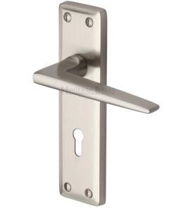 Heritage Brass Kendal Door Handles On Backplate, Satin Nickel (Sold In Pairs)