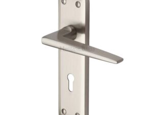 Heritage Brass Kendal Door Handles On Backplate, Satin Nickel (Sold In Pairs)