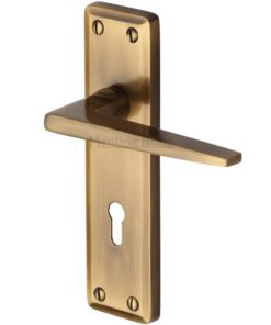 Heritage Brass Kendal Door Handles On Backplate, Antique Brass - (Sold In Pairs)