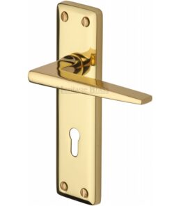 Heritage Brass Kendal Door Handles On Backplate, Polished Brass (Sold In Pairs)