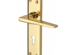 Heritage Brass Kendal Door Handles On Backplate, Polished Brass (Sold In Pairs)