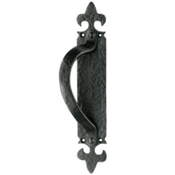 Ludlow Foundries Offset Pull Handle On Backplate (Left Or Right Hand), Black Antique