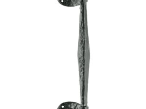 Ludlow Foundries Offset Pull Handle On Oval Rose, Black Antique