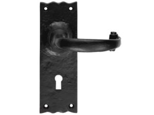 Ludlow Foundries Traditional Door Handles On Backplate, Black Antique (Sold In Pairs)