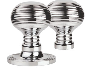 Manital Queen Anne Reeded 61Mm Diameter Base Rim Door Knobs, Polished Chrome (Sold In Pairs)