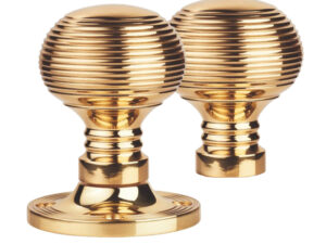 Manital Queen Anne Reeded 61Mm Diameter Base Rim Door Knobs, Polished Brass