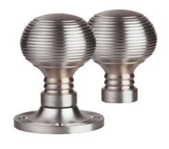 Manital Queen Anne Reeded 61Mm Diameter Base Rim Door Knobs, Satin Chrome (Sold In Pairs)