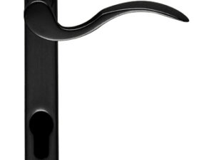 Scroll Narrow Plate, 92Mm C/C, Euro Lock, Black Powder Coat Door Handles (Sold In Pairs)