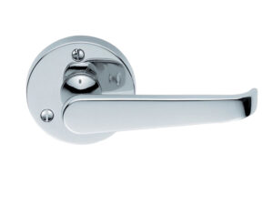 Victorian Door Handles On Round Rose, Polished Chrome (Sold In Pairs)