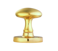 Manital Victorian Oval Mortice Door Knob, Polished Brass (Sold In Pairs)