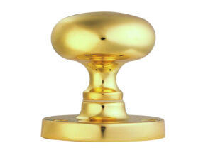 Manital Victorian Mushroom Solid Half Sprung Mortice Door Knob (Face Fixed), Polished Brass (Sold In Pairs)