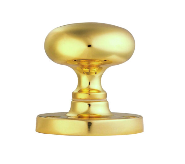 Manital Victorian Mushroom Solid Half Sprung Mortice Door Knob (Face Fixed), Polished Brass (Sold In Pairs)