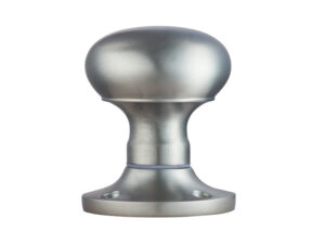 Manital Victorian Mushroom Solid Half Sprung Mortice Door Knob (Face Fixed), Satin Chrome (Sold In Pairs)