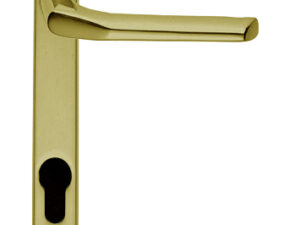 Straight Narrow Plate, 92Mm C/C, Euro Lock, Polished Brass Door Handles (Sold In Pairs)