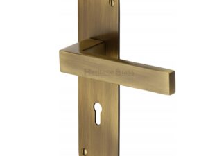 Heritage Brass Metro Low Profile Antique Brass Door Handles - (Sold In Pairs)