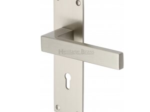 Heritage Brass Metro Low Profile Satin Nickel Door Handles (Sold In Pairs)