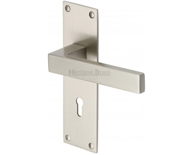 Heritage Brass Metro Low Profile Satin Nickel Door Handles (Sold In Pairs)