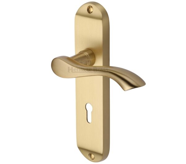 Heritage Brass Algarve Satin Brass Door Handles (Sold In Pairs)