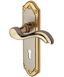 Heritage Brass Lisboa Jupiter Finish Satin Nickel With Gold Edge Handles (Sold In Pairs)