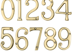 Face Fix Door Numerals (0-9), Pvd Stainless Brass